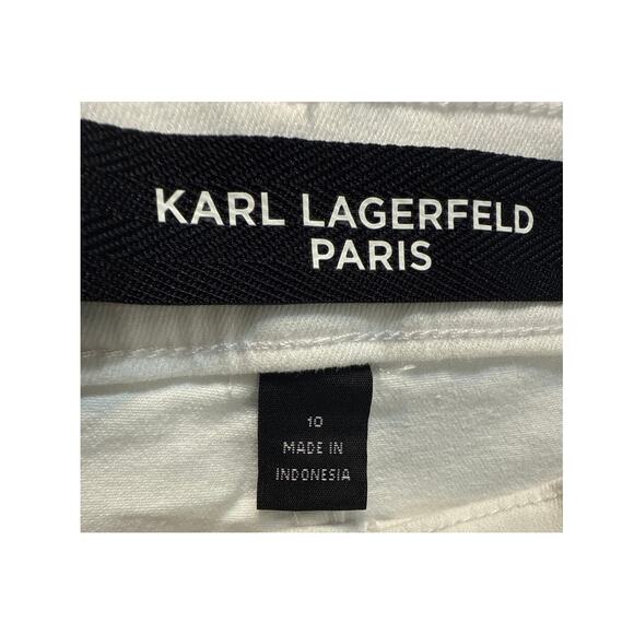 Karl Lagerfeld White Skinny Jeans Mid Rise Women’s 10 Ankle Raw Hem NWT - Picture 11 of 14